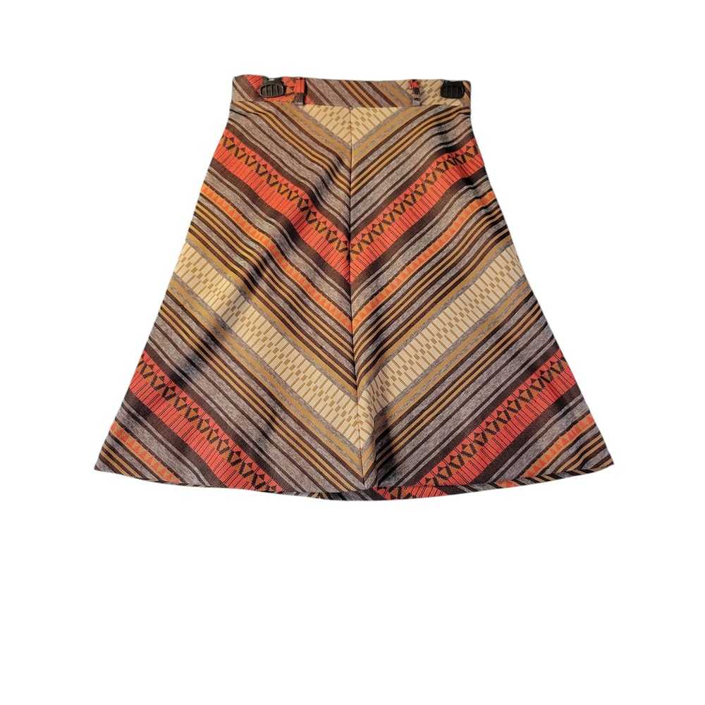 Boho Chevron A Line Skirt‎ Multicolor Southwest Tribal Print Unbranded